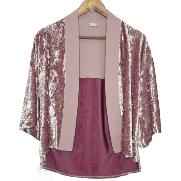Zara Sweaters - Zara Collection Velvet Open Cardigan Mauve Med